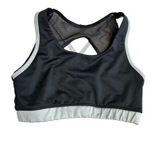 Avia Girls Bra Large 10-12 Black Gray Mesh Back Keyhole Sports Bra Activewear